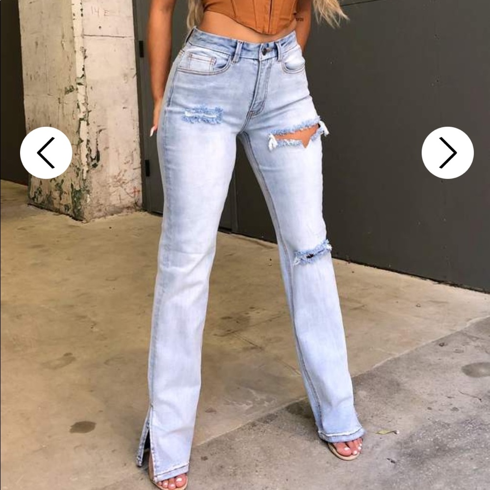 HONEYBUM FIA DISTRESSED SPLIT HEM JEAN